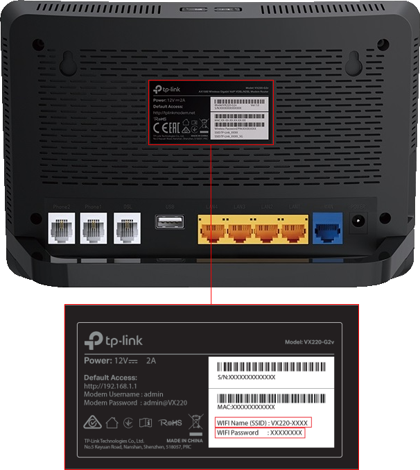 TP-Link VX220 WiFi Details